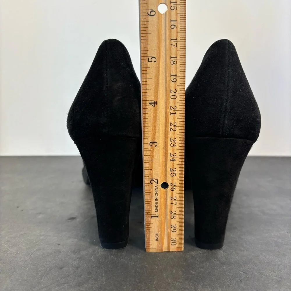 Stuart Weitzman Black Suede Block Heel Pumps EU 42 US 11 Made in Spain